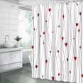thumbnail image 2 of Red Heart Shower Curtain Valentine''s Day Heart Geometric Striped Sweet Love Romantic Couple Polyester Bathroom Decor Curtain with Hook, 2 of 6