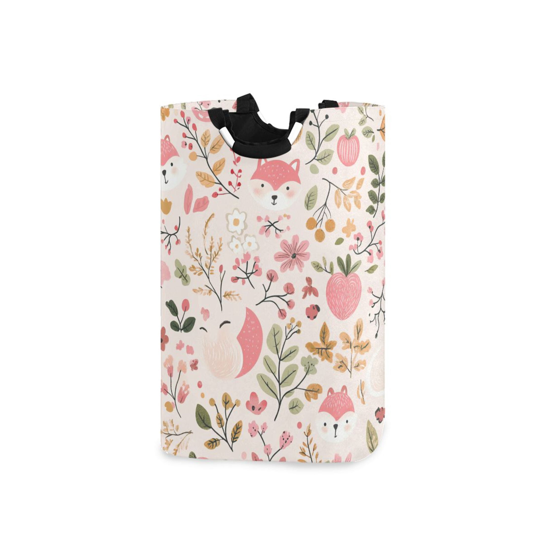Pink Fox Foldable Laundry Hamper 12.6x11x22.7in with Handles for Bathroom Bedroom Storage