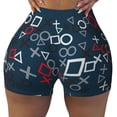 thumbnail image 2 of Picia Navy Blue Geometric Printed Workout Shorts for Women Seamless Scrunch Butt Lifting High Waisted Yoga Gym Booty Running Moisture-wicking Short Pants-Small, 2 of 9