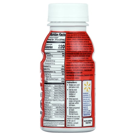 Equate Original Nutritional Shake, Strawberry, 8 fl oz, 24 Count