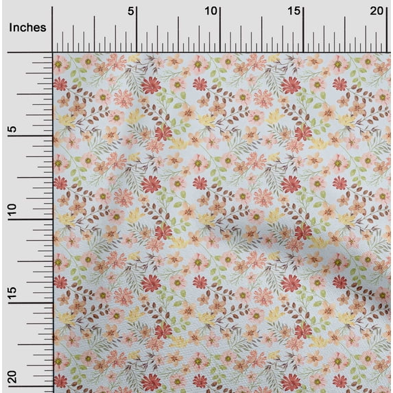 oneOone Velvet Baby Blue Fabric Leaves & Flower Dress Material Fabric Print Fabric By The Yard 58 Inch Wide-9RW