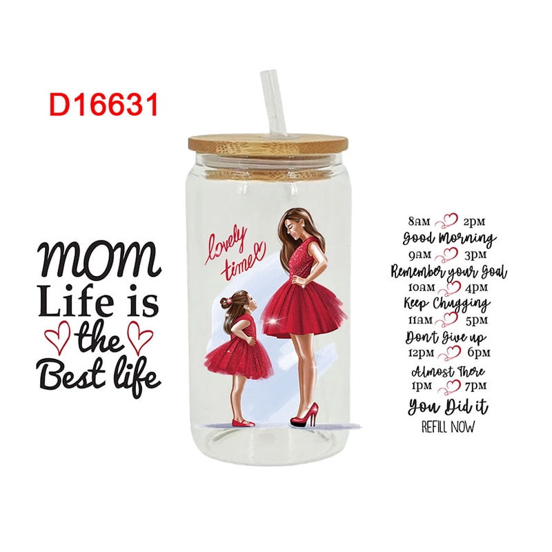 UV DTF  Sticker  Mother's Day Theme For The 16oz Libbey Glasses Wraps Cup Can DIY Waterproof Easy To Use Custom Decals D16577