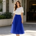 thumbnail image 2 of Pleated Mesh Skirt for Women Flowy Tulle Maxi Skirt Casual Elegant Long Skirt Flowy Party Bottoms, 2 of 8