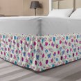 thumbnail image 1 of Feminine Bed Skirt, Pattern with Funny Doodle Elements Bowtie Ladybird Diamond and Kitty, Elastic Bedskirt Dust Ruffle Wrap Around for Bedding Decor, 4 Sizes, Fuchsia and Blue, by Ambesonne, 1 of 2
