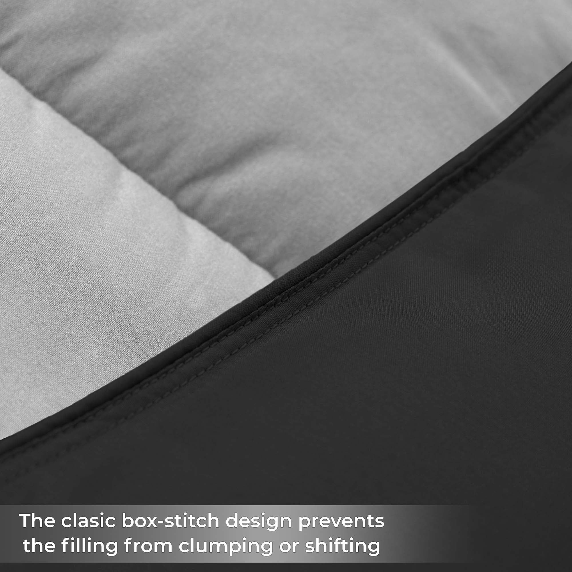Superior Reversible Down Alternative Comforter, Full Queen, Black-Gray