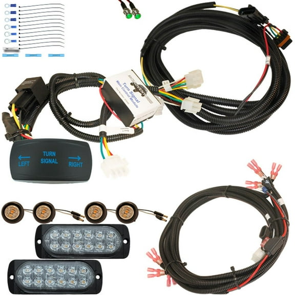 MCSADVENTURES Horizontal Rocker Turn Signal Kit for 15-18 Polaris RZR with 2 row bolt-on front lights