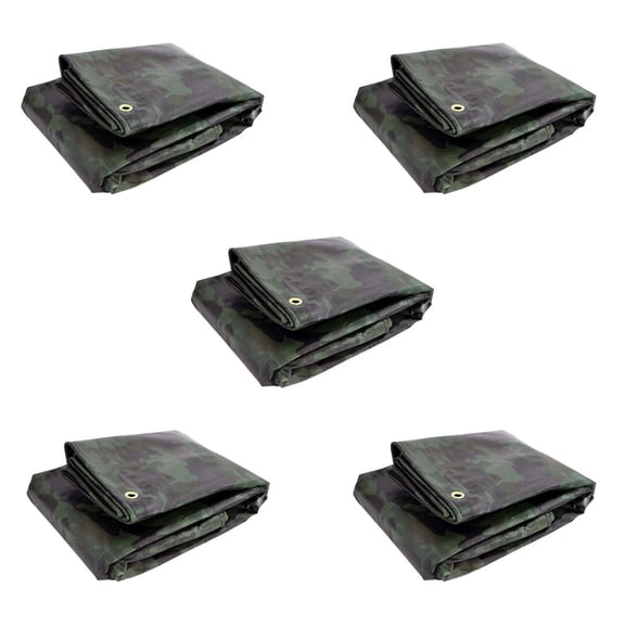 Watershed Innovations Heavy Duty Waterproof Camo Tarp Bulk 5 Pack Bundle - Reversible Camouflage/Green Tarp - 6x8 with UV Protection for Outdoor Camping RV Truck and Trailers