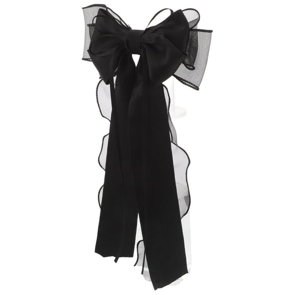Black Bow Hair Clips For Women Mesh Lace Hair Accessories Cute Hair Bows For Girls Cute Lace Hair Bows Clips With Long Tail Ribbon For Wedding