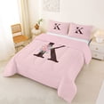 thumbnail image 2 of Erosebridal Floral Letter Monogrammed K Queen Comforter Set 3pcs For Teens Girls,Romantic Flowers Roses Bedding Comforter Set,Pink Reversible, 2 of 6