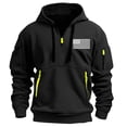 thumbnail image 2 of Dezsed Men's Fleece Hoodies Casual Long Sleeve Drawstring 1/4 Zipper Athletic Workout Pullover Sweatshirts for Men Black S, 2 of 5