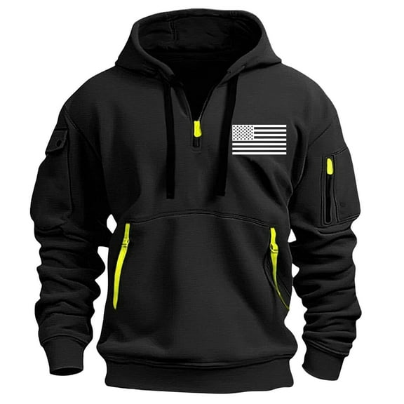Clearance! jobturf Hoodies for Men Quarter Zip Pullover Workout Sweatshirt Vintage Long Sleeve Casual Fashion Hoodie With Pockets