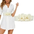 thumbnail image 2 of Miyuadkai Belt Women's Chiffon Flower Decorative Belt Elastic Wild Belt Buckle Belt Accessory White, 2 of 8