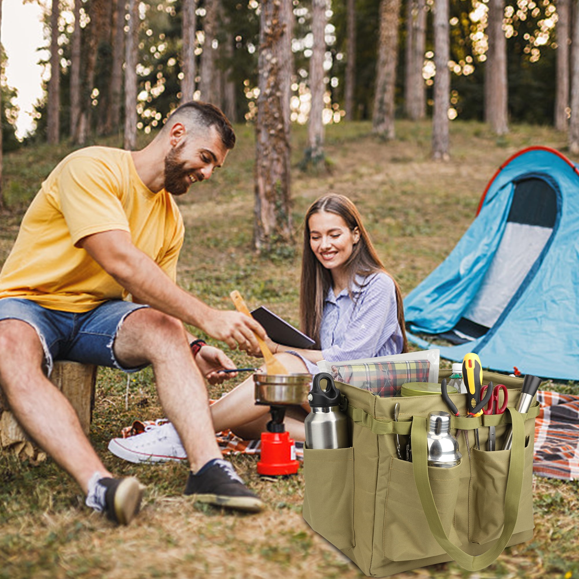 Camping Storage Bag Foldable Tool Tote Bag Tool Organizer Tote Bag for Grilling Camping Picnics Garage Trunk Organizer