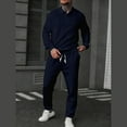 thumbnail image 4 of YueHuiYing Men's Solid-Color Casual Loose Sports Corduroy Pocket Drawstring Long Pants Button Long Sleeve Turndown Collar Top Sets, 4 of 6