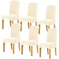 thumbnail image 1 of Stretch Dining Room Chair Slipcovers Spandex Fabric Removable Washable Chair Protector Cover for Dining Room, Hotel, Ceremony, Wedding, Party (Beige Knit, 6 Per Set), 1 of 7