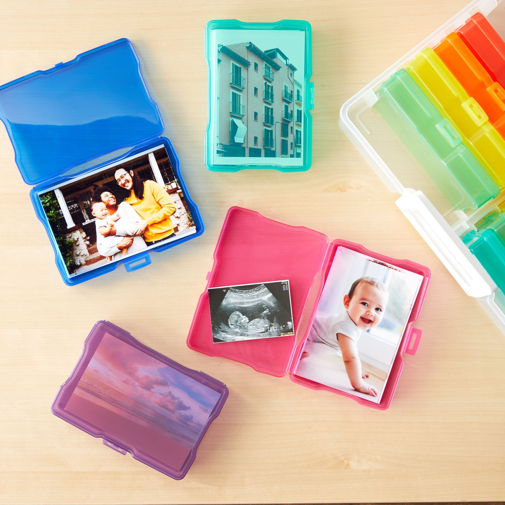  Rainbow Photo Storage Boxes for 4x6 Inch Pictures with 20 Blank  Labels (10 Pack) : Home & Kitchen
