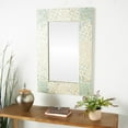 thumbnail image 3 of DecMode 24" x 36" Cream Handmade Mosaic Wall Mirror with Blue Corners, 3 of 14
