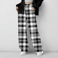 thumbnail image 1 of Cowsor Girls Casual Pants Plaid Stretch Comfy Lounge Pants Drawstring Waist with Pockets, 1 of 7