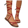 thumbnail image 2 of IUJSOY Women's Lace up Strappy Gladiator Sandals Summer Casual Clear Band Rhinestone Platform Sandal, 2 of 5