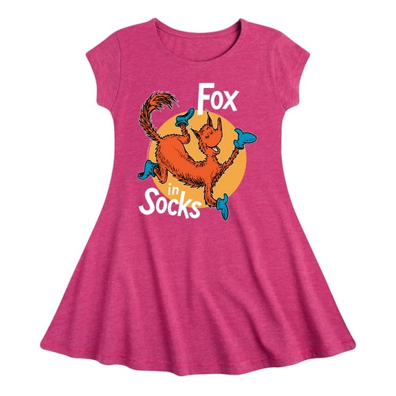 Fox In Socks Jumping  - Girls Fit And Flare Cap Sleeve Dress