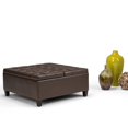 thumbnail image 4 of SIMPLIHOME Harrison 36 inch Wide Square Coffee Table Lift Top Storage Ottoman, Cocktail Footrest Stool in Upholstered Chocolate Brown Tufted Faux Leather for the Living Room,, 4 of 4