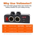 thumbnail image 4 of Cargador de coche de 12/24 V, interruptor de encendido/apagado, adaptador de corriente, 2 tomas de corriente USB para coche, 16A Hugtrwg Para estrenar, 4 of 9