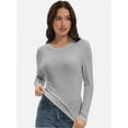 thumbnail image 3 of Womens Pullover Long Sleeve Crewneck Shirts Ribbed Knit Slim Fitted Casual Jumper Tops, 3 of 6