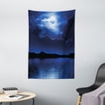 thumbnail image 1 of Night Tapestry, Fantasy Moon and Clouds over Calm Water Seascape Dramatic Cloudy Dark Sky, Wall Hanging for Bedroom Living Room Dorm Decor, 40W X 60L Inches, Navy Blue White Black, by Ambesonne, 1 of 2