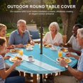 thumbnail image 3 of Round Outdoor Tablecloth with Umbrella Hole and Zipper, Vintage Cyan Blue Striped Tablecloth with Elastic Waterproof, Farmhouse Modern Stripes Boho Patio Table Covers for 45" - 54" Pool Tables, 3 of 9
