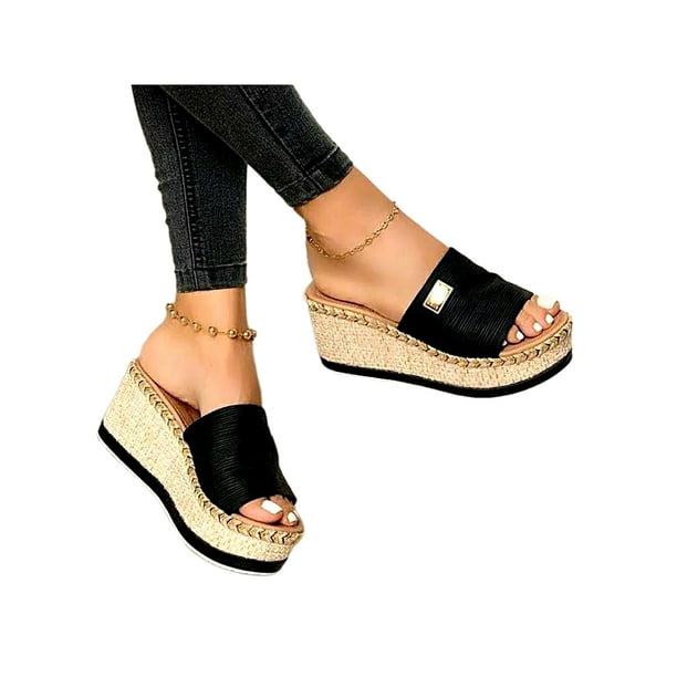 Eloshman Espadrille Wedge Sandals for Women Non Slip Platform Wedges ...