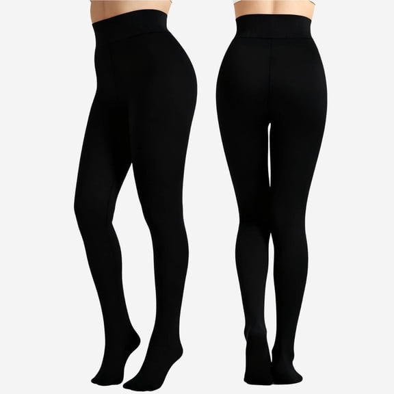 Fleece Lined Tights Girls - Thermal Opaque Warm Pantyhose Leggings Thick Tights for Winter Loose Beach Trousers with Pockets Black 10-14Y