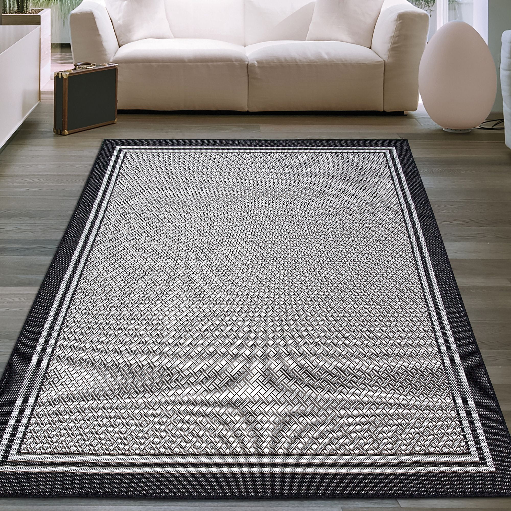Ottomanson Jardin Bordered Design Flat Weave Indoor/Outdoor Jute Runner