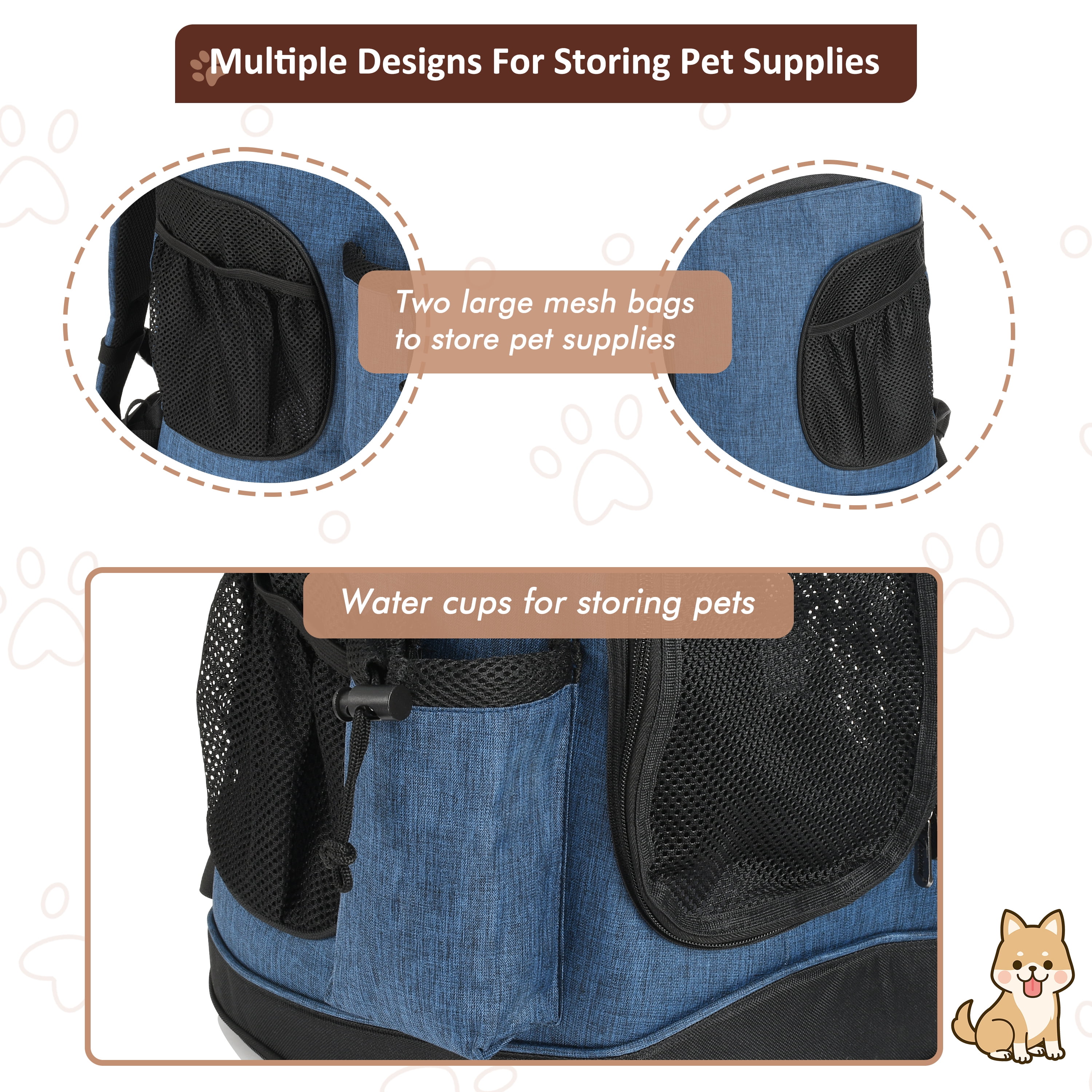 Pawse Pet Carrier Foldable Backpack for Small Cats Dogs And Puppies Upto 18 LBS, Airline-Approved Two-Sided Entry Padded Back Support Travel Carrier for Hiking, Walking, Cycling & Outdoor