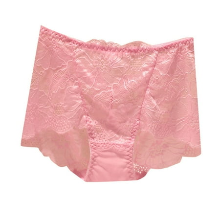 Xiaoxatg Sexy Panties for Women Ladies  Lace Sexy Solid Color Transparent Mid High Waist Plus Size Triangle Pants Lane Dress 18 20