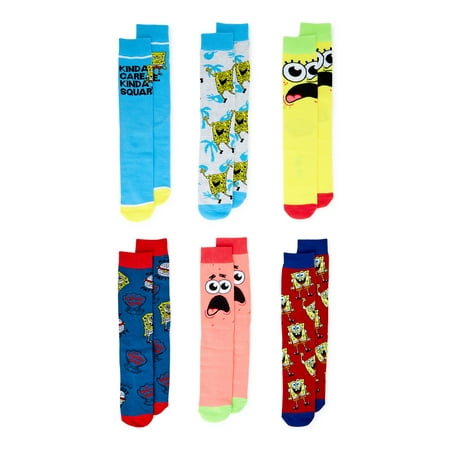 SpongeBob SquarePants Men’s Crew Socks, 6-Pack