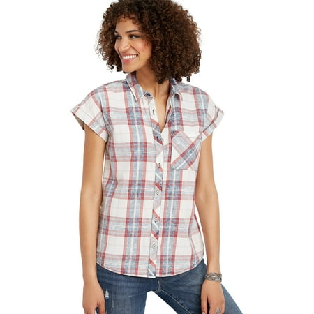Multi Plaid Shirt - Plaid Short Sleeve Button Down Shirt