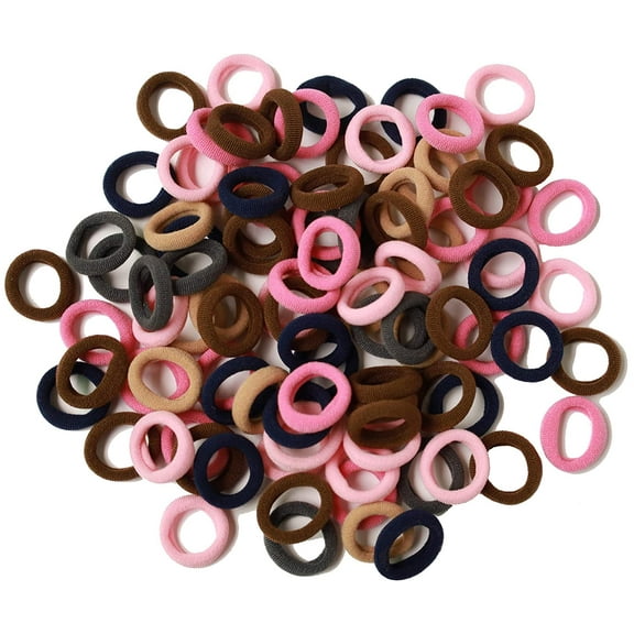 100Pcs Seamless Cotton Hair Bands Elastics Hair Ties Diameter 1 inch Ponytail Holders for Girl Toddler Baby Thin Hair