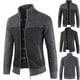 thumbnail image 2 of Chaqueta tipo cárdigan informal de talla grande con cuello alto y forro polar con costuras de punto para hombre, 2 of 4