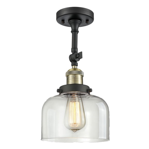 Innovations 1-LT LED Large Bell 8" Semi-Flush Mount - Black Antique Brass - 201F-BAB-G72-LED