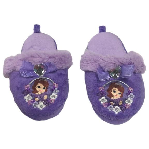Disney Toddler Girls Plush Purple Sofia the First Slippers House Shoes 11-12
