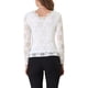 thumbnail image 3 of INSPIRAR CHIC Día de San Valentín Blusa de Encaje Floral de Manga Larga con Escote en V y Detalle de Encaje 3XL Blanca, 3 of 7