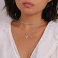 thumbnail image 4 of Women Elegant Shining Rhinestones Choker Necklace Sparking Adjustable Short Necklace Cubic Zirconia-4mm-Silver-Product code 60805, 4 of 5
