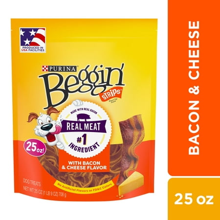 Purina Beggin' Strips Dog Training Treats, Bacon & Cheese Flavors - 25 oz. Pouch