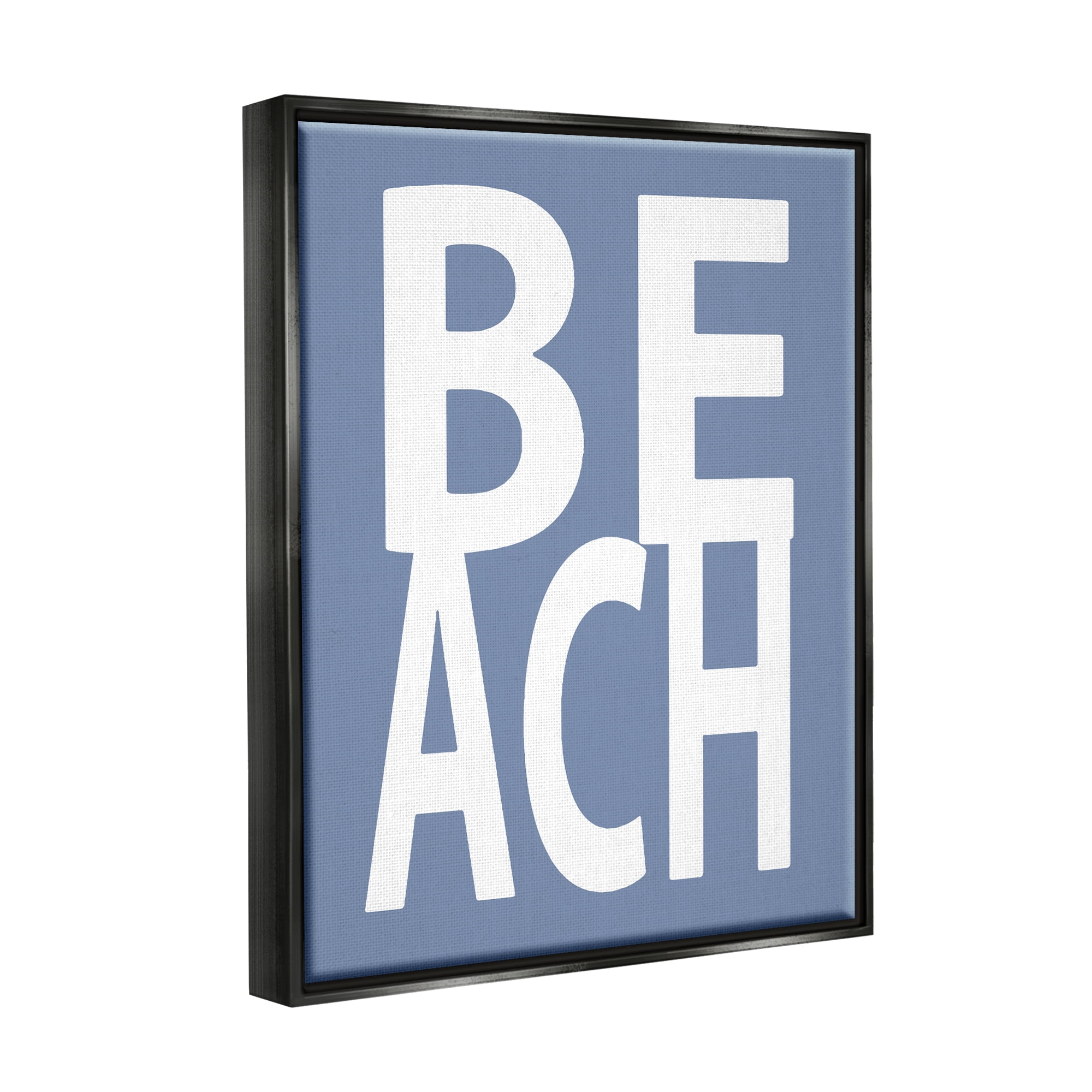 Stupell Industries Beach Letters Phrase Nature Painting Black Floater Framed Canvas Art Print Wall Art, 17 x 21