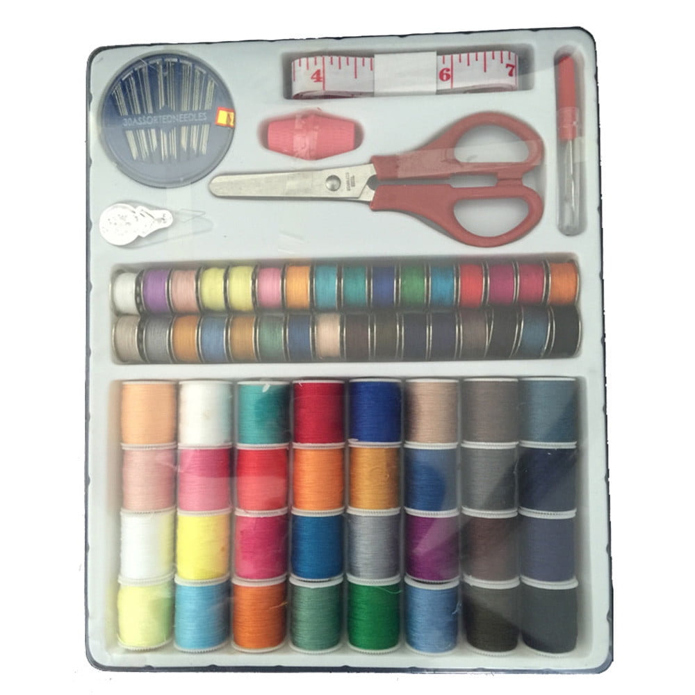 100pcs Sewing Kit Measure Scissor Thimble Thread Needle Storage Box Travel Set S 