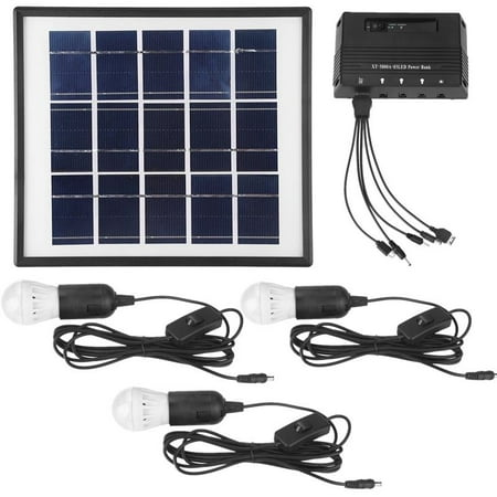 Herchr 4w Solar Panel Lighting Kit Solar Home Mobile Emergency Light System Usb Solar Charger With 3 Led Light Bulb And Phone Charger Power Bank For