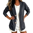 thumbnail image 6 of Classic Denim Cardigan for Women, Long Sleeve Open Front Jean Jacket - Casual Loose Fit Lightweight Shirt Coat for Spring Fall Layering Black L, 6 of 6