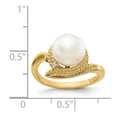 thumbnail image 5 of 14K Yellow Gold Ring Band Pearl Freshwater White Diamond Round, Size 7, 5 of 5