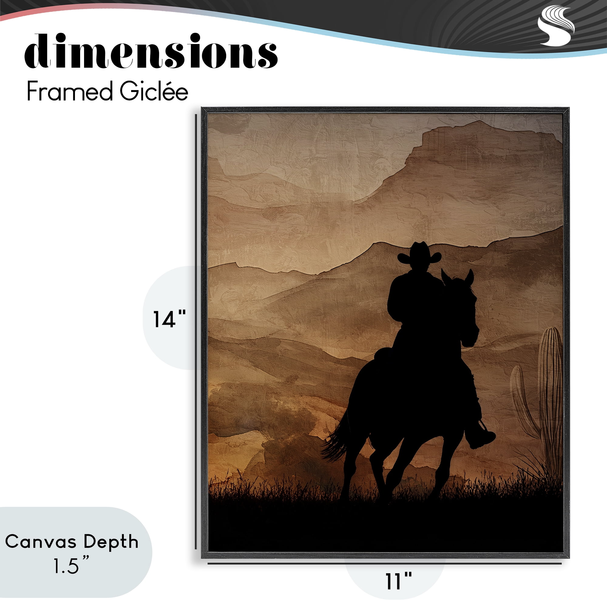 Stupell Industries Cowboy's Sunset Ride Black Framed Giclee Art, design by Kim Allen