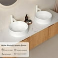 thumbnail image 4 of 60" Bathroom Vanity with Double Sink, Floating Bathroom Vanities with Ultra-Thin Ceramic Basin and Marble Top, 2 Large Soft-Closing Storage Drawers, Pre-Assembled Cabinet, Nature Wood, 4 of 7